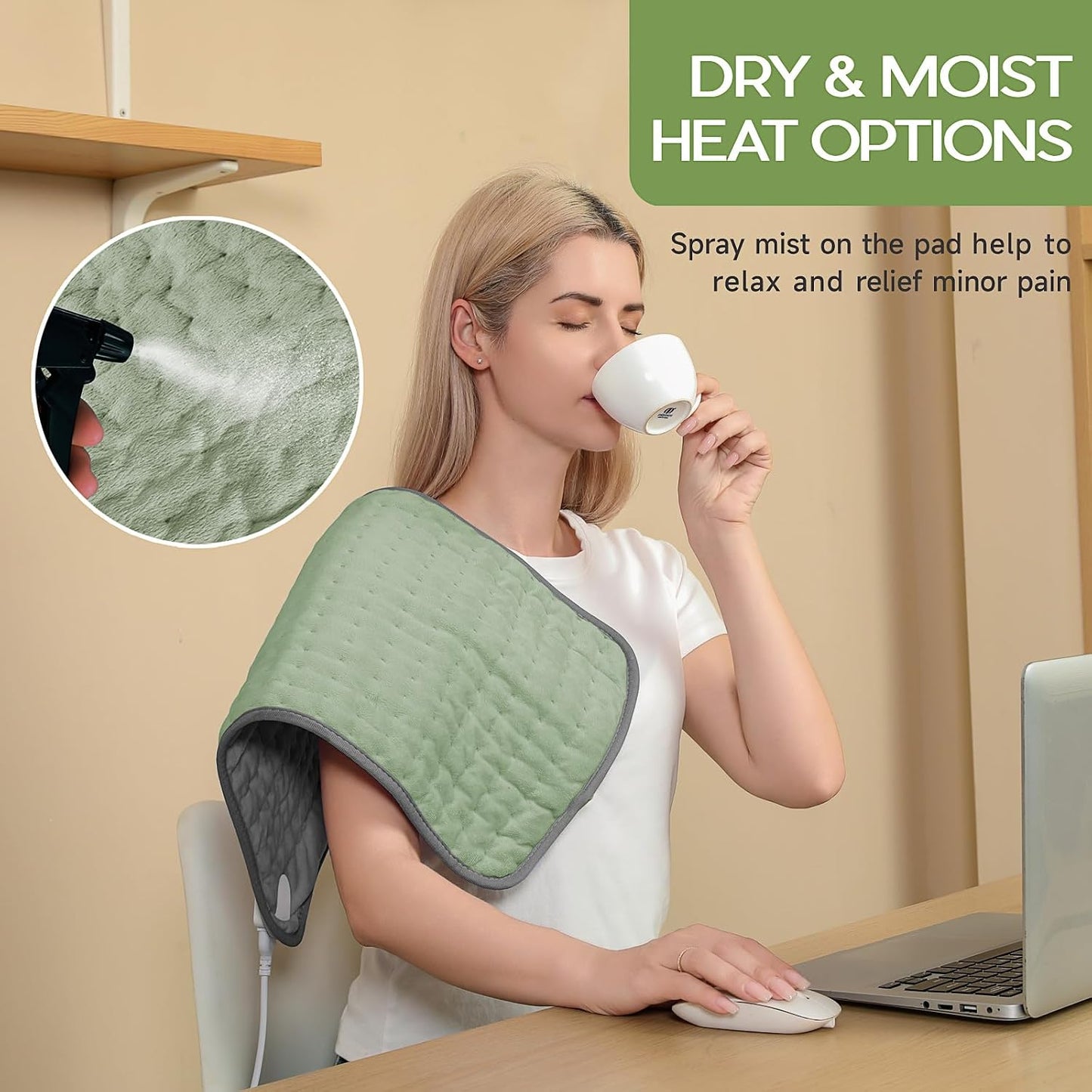 Heating Pad for Period Cramps, Heating Pad for Back/Neck/Shoulder Muscle Pain, 6 Heating & 4 Timer Setting, Auto Shut Off, Dry/Moist Heat & Machine Washable, Birthday Christma s Gifts for Women Mom