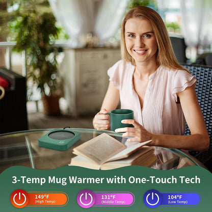 VOBAGA Coffee Mug Warmer for Desk with Auto Shut Off & 3-Temp Settings, Coffee Cup Warmer with Smart Safety Alert Home Office Accessory, Perfect for Coffee, Tea, Milk (Mug for Display)
