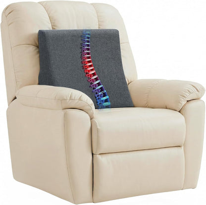 Vekkia Lumbar Support Pillow for Recliner - Couch Back Support Pillow for Lower Back Pain Relief, Lumbar Cushion for Sofa, Accent Chair & Armchair, Recliner Cushions for Elderly, Washable Cover (Gray)