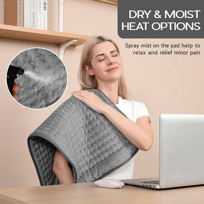 Heating Pad for Period Cramps, Heating Pad for Back/Neck/Shoulder Muscle Pain, 6 Heating & 4 Timer Setting, Auto Shut Off, Dry/Moist Heat & Machine Washable, Birthday Christma s Gifts for Women Mom