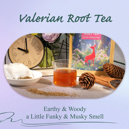 WT WEETEE Valerian Root Tea Bags 50ct, Caffeine-free Herbal Tea for Night
