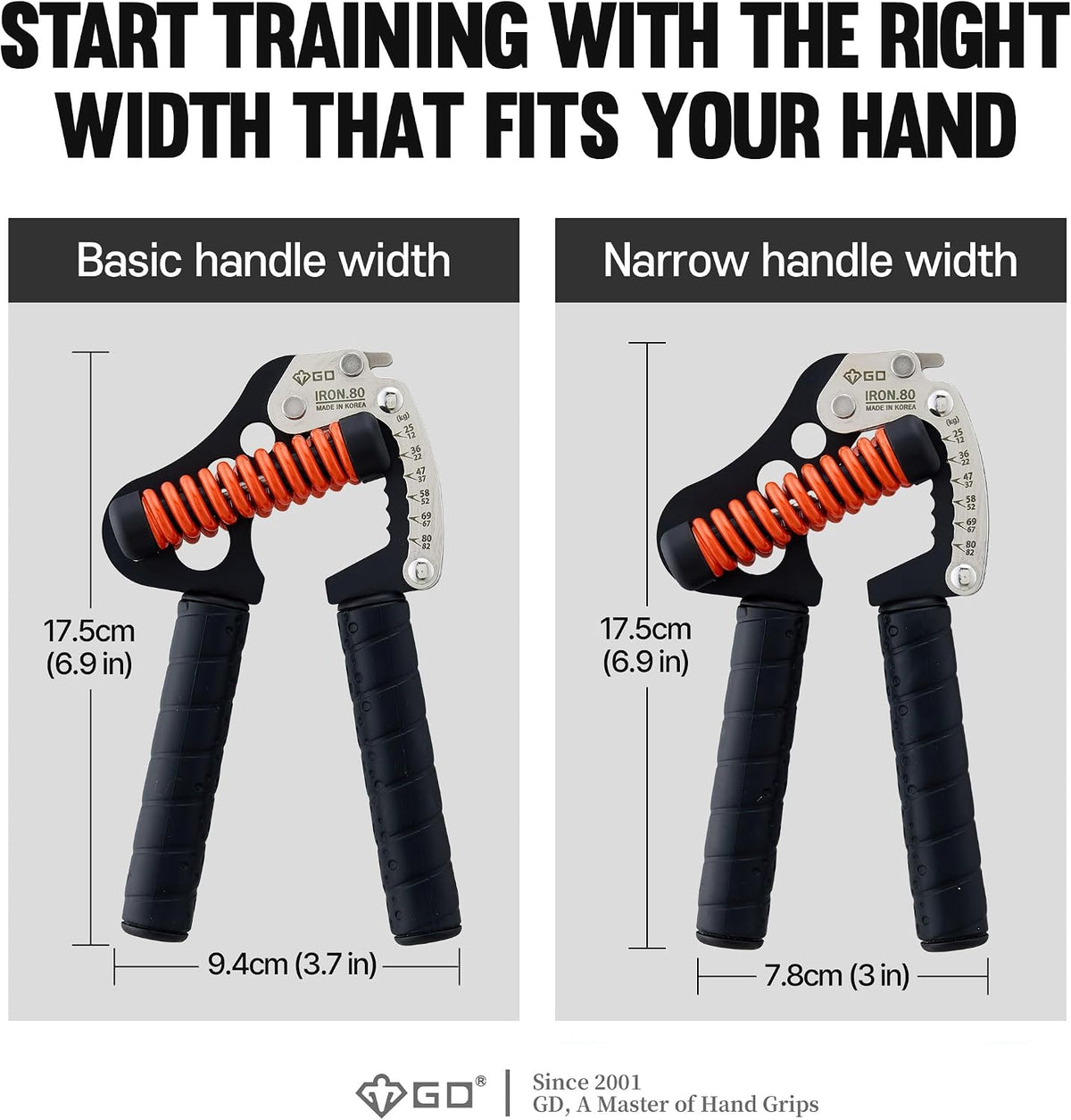 GD IRON GRIP Grip Strength Trainer Hand Gripper Forearm Strengthener Metal