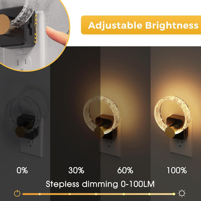 L LOHAS LED Night Lights Plug into wall, Amber Night Light with Adjustable Brightness, Plug in NightLight with Auto Light Sensor, Wall Sconce-Style Design Night Light for Bathroom,Hallway, 2 Pack