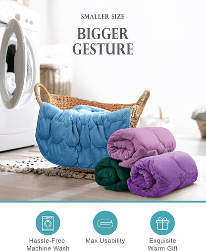 Cottonblue Weighted Lap Blanket 7lbs, Cozy Luxury Crystal Velvet Weighted Blanket for Adults, Small Weighted Blanket for Relaxation, Sleeping, Travel, Grey, 29" x 24"