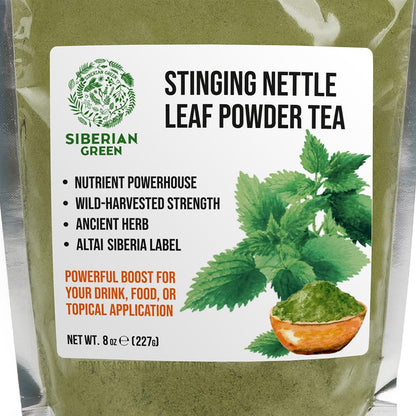 Siberian Green Stinging Nettle Leaf Pure Tea 8 oz (227g) Urtica Dioica Herbal Powder Smoothies Soup Drinks Food Baking
