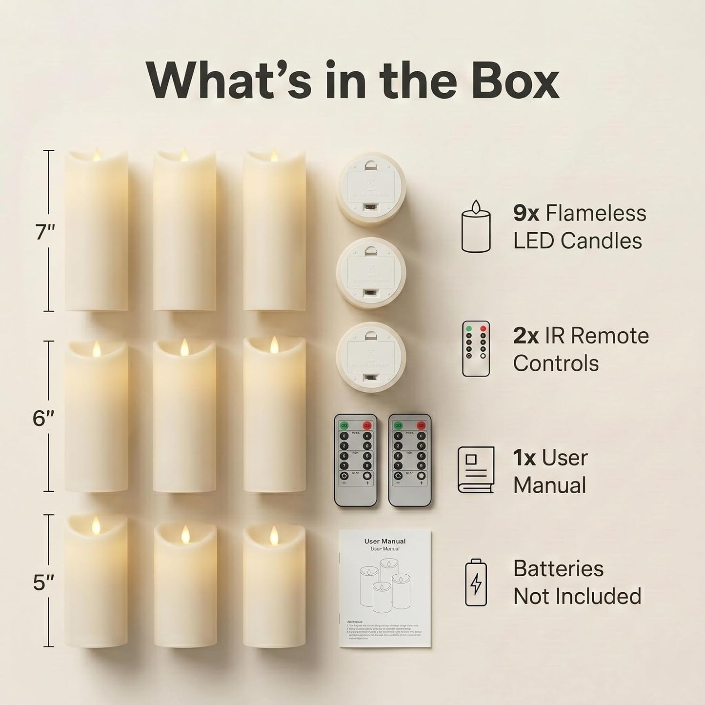 Waterproof Flameless Candles, 12 PC Battery Operated LED Pillar Candles with 2 Remote Controls & Timer, Flickering Indoor Outdoor Candles for Wedding, Patio, Easter, Bathroom, Home Decor, 4''5''6''