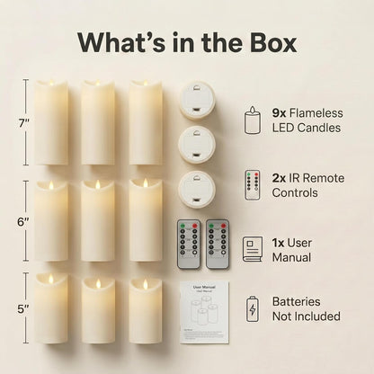 Waterproof Flameless Candles, 12 PC Battery Operated LED Pillar Candles with 2 Remote Controls & Timer, Flickering Indoor Outdoor Candles for Wedding, Patio, Easter, Bathroom, Home Decor, 4''5''6''