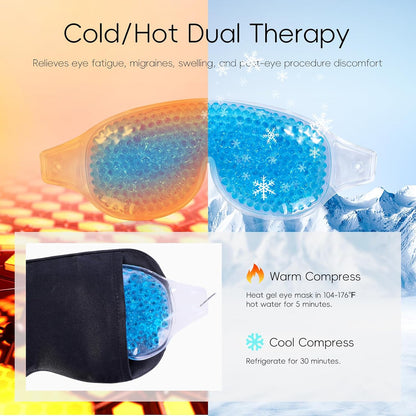 Heated Eye Mask (2-Packs), Moist Warm Compress Microwave with Flaxseed Cassia Seed, Weighted Eye Mask for Sleeping, Dry Eyes, Stye Eye Treatment, Relief Eye Fatigue (Black&Grey)