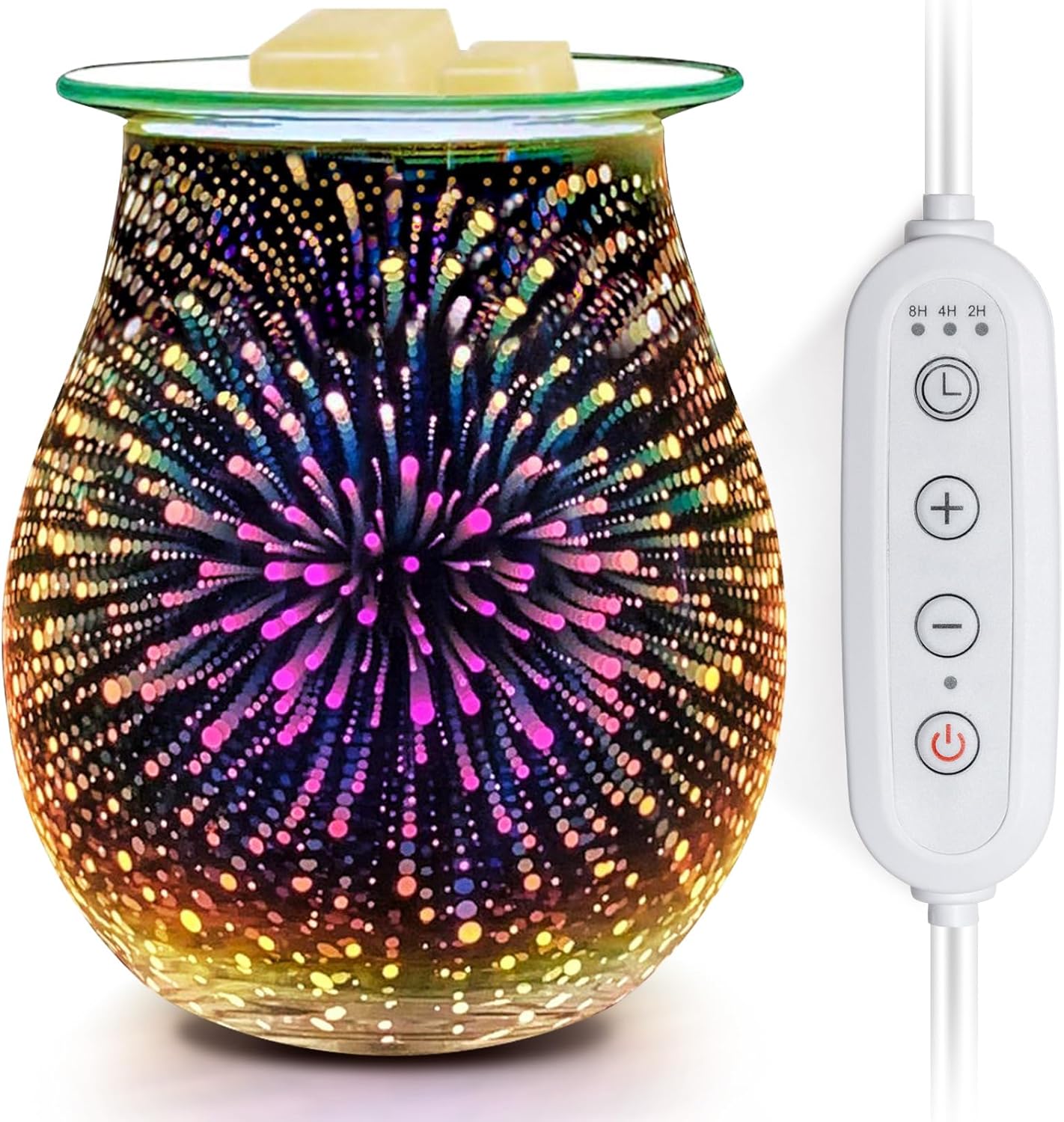 Wax Melt Warmer for Scented Wax- Glass Wax Melter for Home Fragrance with Removable Tray, Essential Oil Warmer Wax Cubes Burner Aroma Night Light for Home Office Bedroom Decor Gifts for Women