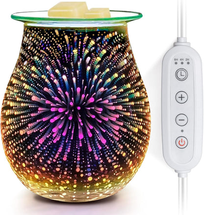 Wax Melt Warmer for Scented Wax- Glass Wax Melter for Home Fragrance with Removable Tray, Essential Oil Warmer Wax Cubes Burner Aroma Night Light for Home Office Bedroom Decor Gifts for Women