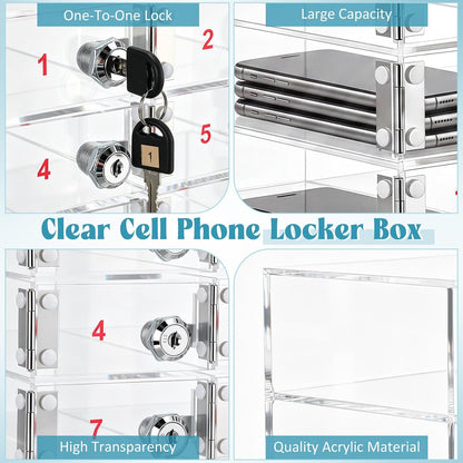 Layhit 20 Slots Cell Phone Locker Box for Classroom, Back to School, Clear