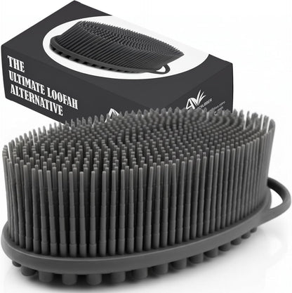 Avilana Premium Silicone Body Scrubber - Trusted Since 2017 - SGS Certified Food Grade Dual Sided Bath Brush, Quick-Dry Exfoliating Loofah Alternative, Massage Brush Sensitive Skin Women Men