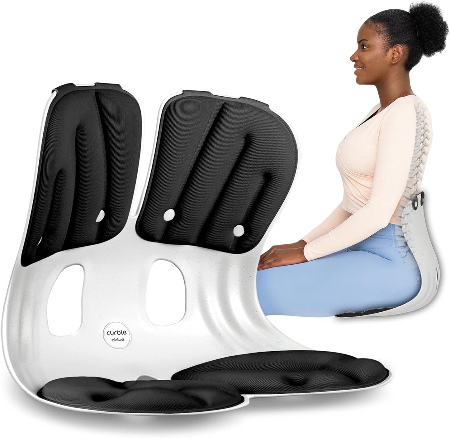 curble Grand– Extra Wide Ergonomic Seat Support, Sit Straighter Without Effort, Passive Posture Trainer for Office, Home & Car (Grey)