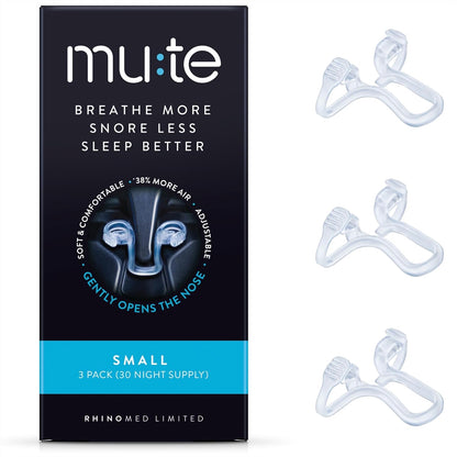 Mute Nasal Dilator Snoring Solution | Starter Pack 3 Sizes | Snore Less & Sleep Better | Nasal Strip Alternative | Comfortable Breathing Aids for Better Sleep & Improved Airflow