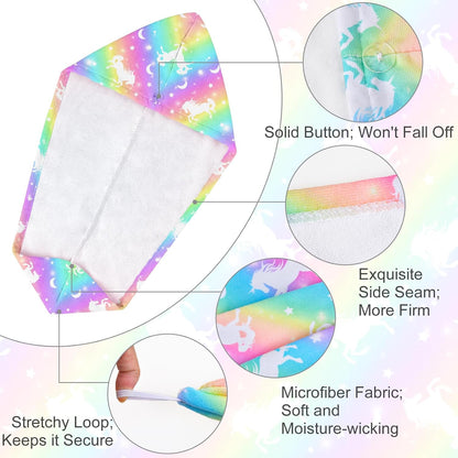 Microfiber Hair Towel Wrap for Kids 2 Pack Quick Drying Hair Towels with Button Hair Turbans for Wet Hair Absorbent Quick Dry Wraps Head Towel Wrap for Women and Girls, Pink Purple Bow