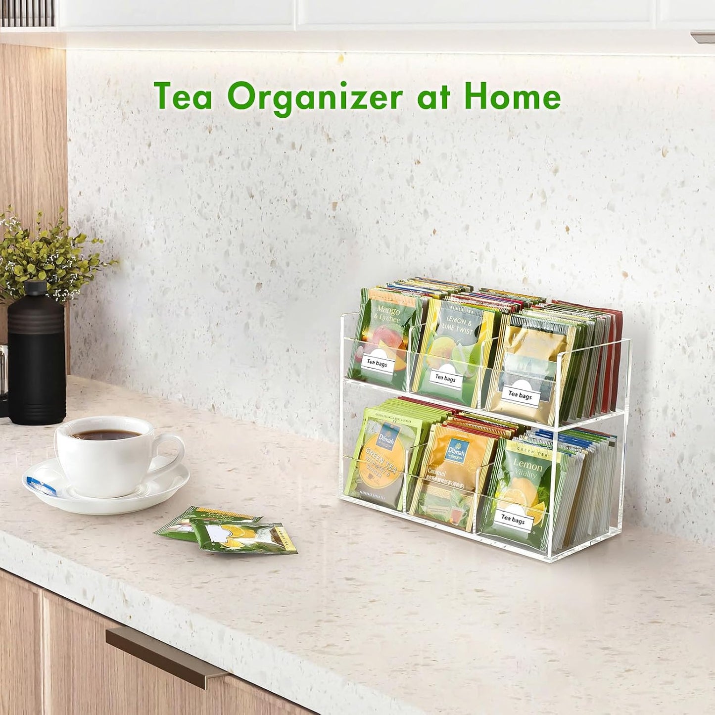 BEYGORM Acrylic Tea Bag Organizer for 216 Tea Packets