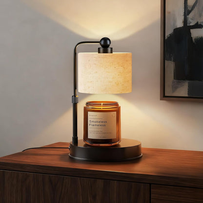 Candle Warmer Lamp with Timer, Modern Farmhouse Candle Warmer, Height Adjustable & Dimmable Electric Candle Warmer Lamp, Includes 2 Bulbs, Birthday Gift for Women, Mom, Housewarming - Flaxen
