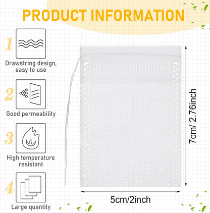 1000 Pcs Disposable Tea Bags Bulk for Loose Leaf Tea Drawstring Empty Coffee Sachets Filter Infuser Strainers for Coffee Spice Christmas Herbs Gift (2.75 X 3.54 Inch)