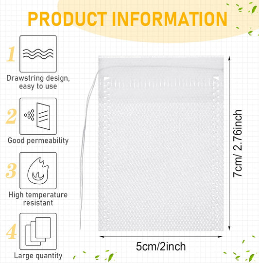 1000 Pcs Disposable Tea Bags Bulk for Loose Leaf Tea Drawstring Empty Coffee Sachets Filter Infuser Strainers for Coffee Spice Christmas Herbs Gift (2.75 X 3.54 Inch)