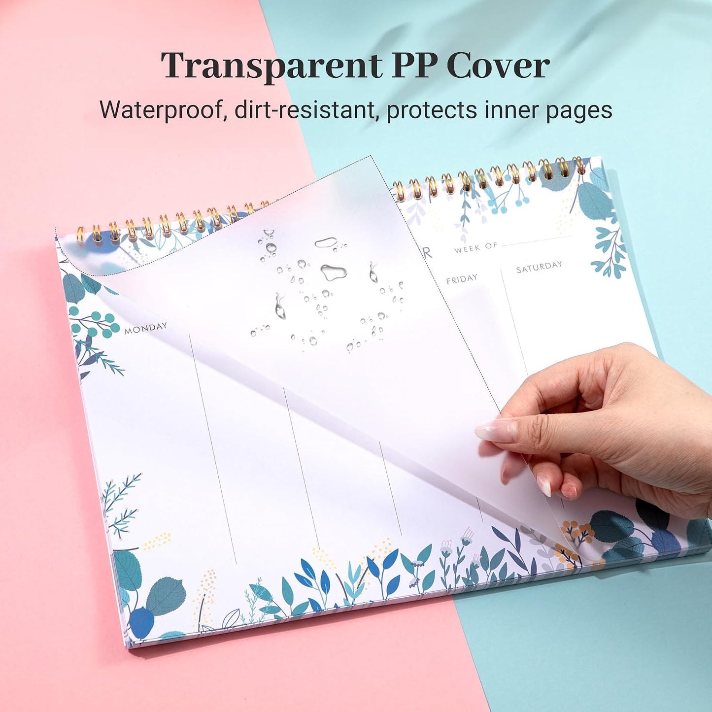 Weekly Planner Notepad Tear Off Set of 2 Weekly Calendar Pad 52 Undated To Do List Notepad Sheets Desk Planner Planning Pads Productivity Tracker for Work Goals Notes Schedule Ideas, Floral Blue