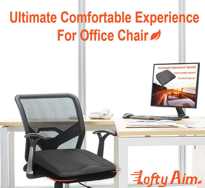 Lofty Aim Car Seat Cushion, Comfort Memory Foam Car Cushions for Driving - Sciatica & Lower Back Pain Relief, Driver Seat Pillow for Auto, Office Chair, Wheelchair - Black
