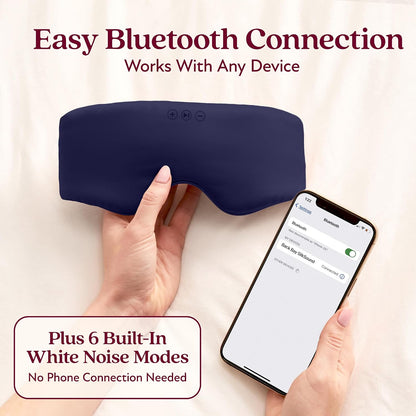SilkSound 100% Mulberry Silk Bluetooth Sleep Mask, Skin-Friendly Sleeping Eyemask with Bluetooth Headphones, Sleep Gifts for Women, Silk Eyemask Headband Headphones for Sleeping Side Speakers
