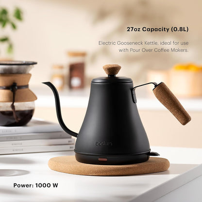 Bodum 27oz Bistro Gooseneck Electric Water Kettle, Pour Over Coffee & Tea, Stainless Steel, Matte Black