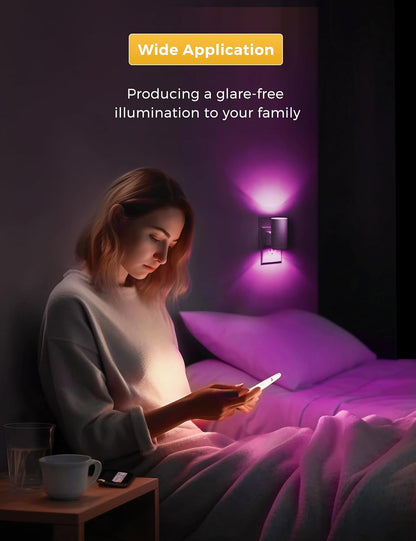 L LOHAS LED Night Light, Amber Nightlight, Dimmable Night Light 100LM, Light Sensor, Yellow Nightlight, Sleep Light for Kids, Soft & Warm Light for Bedroom, Hallway, Bathroom, 2 Pack