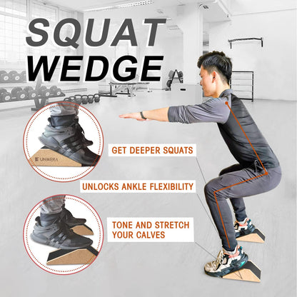 UNMERA Squat Wedge Block 2PCS Non Slip Professional Ramp, Platform for Heel Elevated Squats and Calf Raises