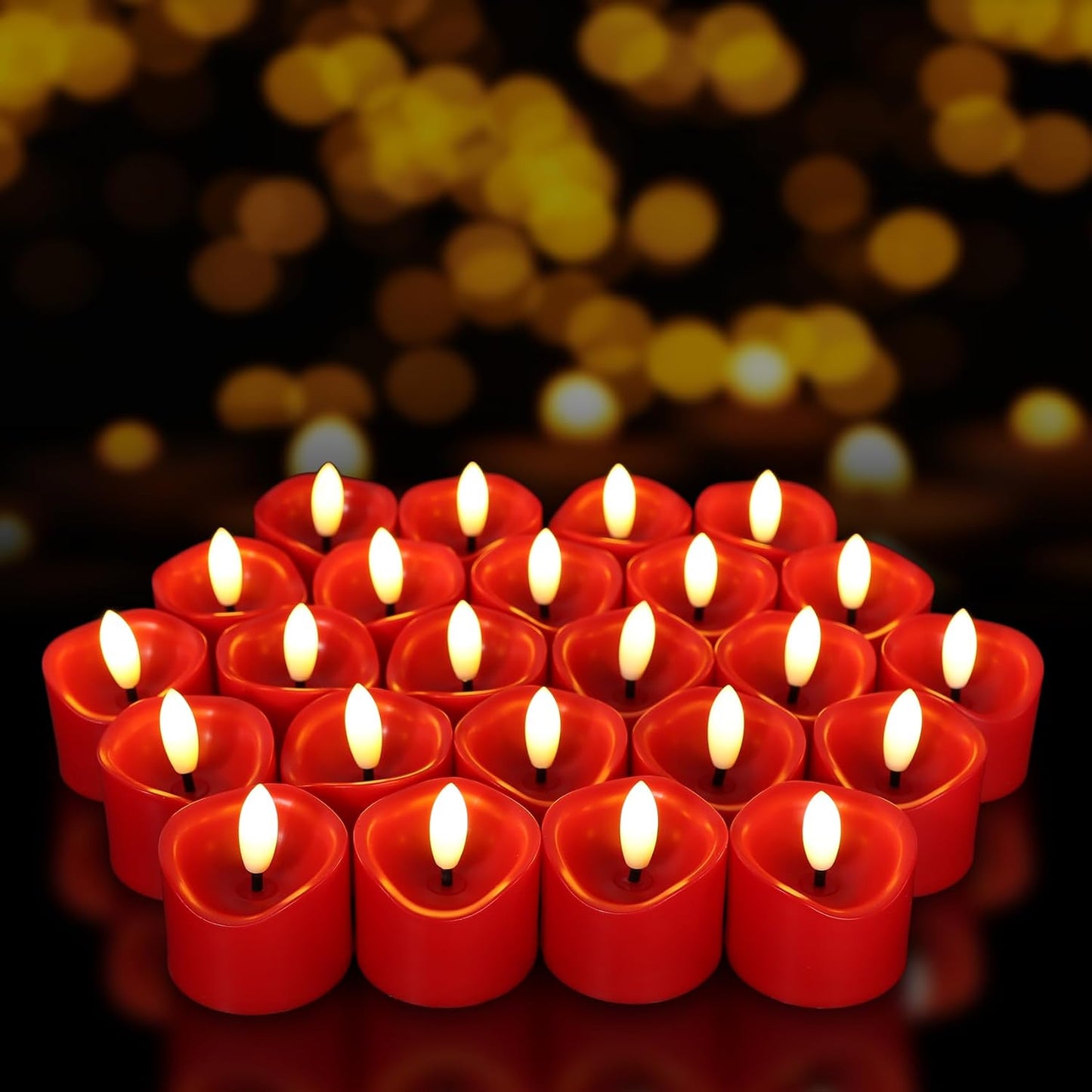 24 Pack Flameless Tealight Candles Battery Operated Tea Lights, Realistic Flickering Electric LED Tea Lights, 3D Wick Fake Tea Lights for Votive, Festival, Party, Wedding Decor