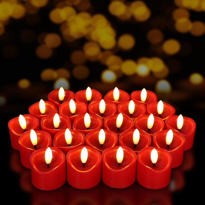 24 Pack Flameless Tealight Candles Battery Operated Tea Lights, Realistic Flickering Electric LED Tea Lights, 3D Wick Fake Tea Lights for Votive, Festival, Party, Wedding Decor