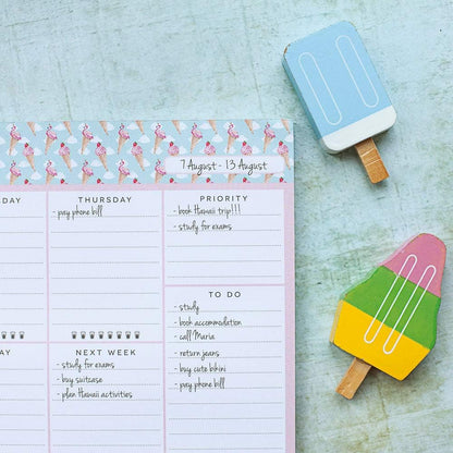 Peachly Desktop Weekly Planner Notepad | 60 Undated Tear-Off Pages | Schedule Daily To-Do Lists | Increase Your Productivity In Less Than 5 Minutes A Week | Achieve Your Goals | Peach and Mint Fern