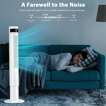 Antarctic Star Tower Fan 85°Oscillating Fan Quiet Cooling 12H Timer Remote Control Bladeless Electric 3 Speeds Wind 3 Modes, 42INCH, PINK