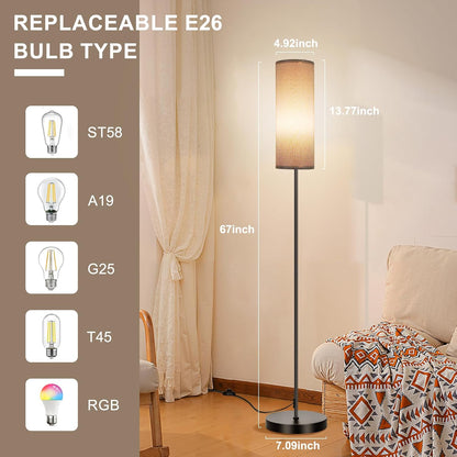 FRIDEKO HOME Floor Lamp, 9W 800LM Color Changing Smart Bulb, Beige Shade
