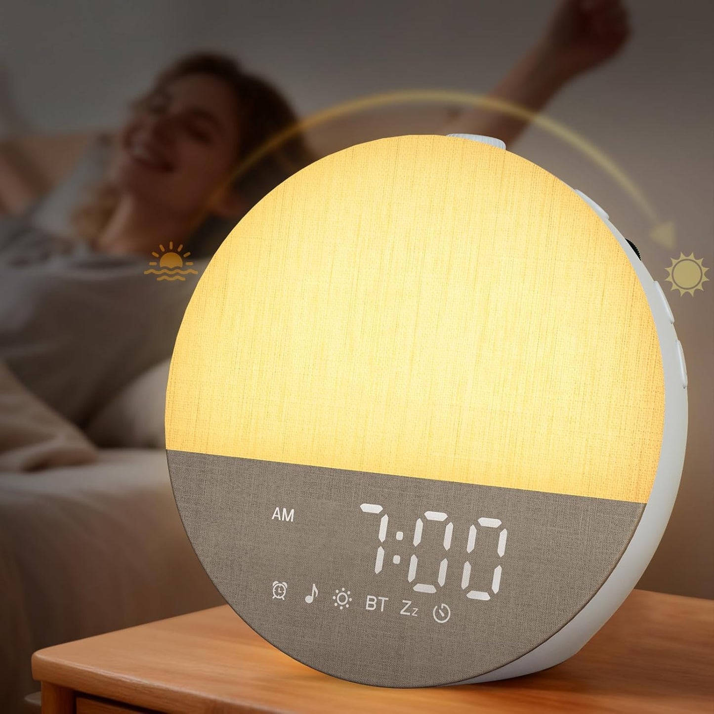Sunrise Alarm Clock with Sounds Machine:Gentle Gradual Wake Up Light for Heavy Sleepers Relieve Anxiety Dimmable Clock with Bluetooth Memory for Bedroom - White Noise Machine with 30 Sleep Sounds
