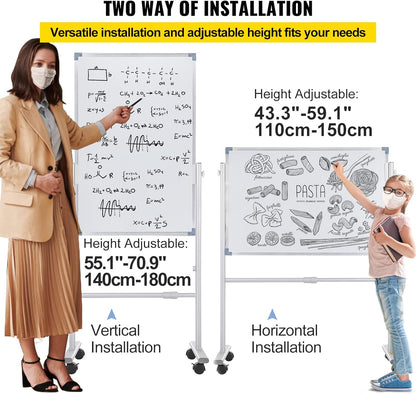 VEVOR Dry Erase Calendar for Wall, 36 x 24 Inches Whiteboard Calendar, Monthly Planner Magnetic Dry Erase Board, 1 Magnetic Erase & 2 Dry Erase Marker & Movable Tray for Restaurant Office Home School