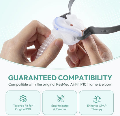 3 Packs Replacement Nasal Pillow Cushion for ResMed AirFit P10, Ultra-Soft Silicone, Better Sealing, Minimize Leakage, Reduce Pressure Points, CPAP Supplies Accessories, Size Large