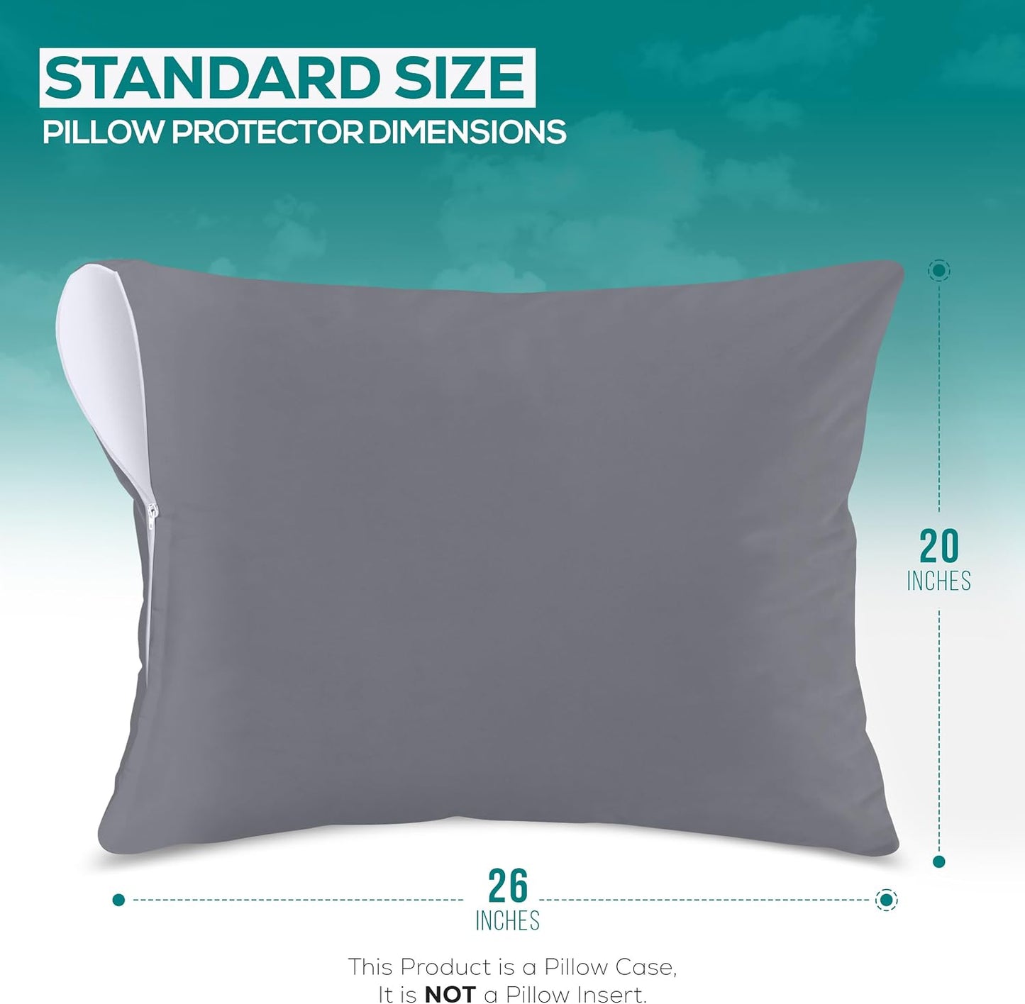 Utopia Bedding Premium 100% Waterproof Pillow Protectors with Zipper Standard Size (Set of 4), Bed Bug and Dust Mite Proof Zippered Pillow Covers, Pillow Encasement Cases, Gray