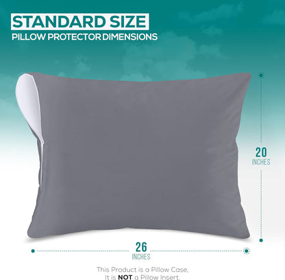 Utopia Bedding Premium 100% Waterproof Pillow Protectors with Zipper Standard Size (Set of 4), Bed Bug and Dust Mite Proof Zippered Pillow Covers, Pillow Encasement Cases, Gray