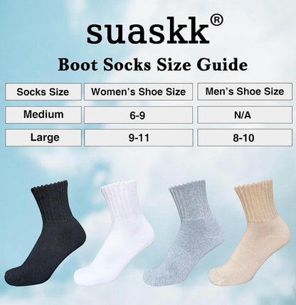 suaskk Womens Cozy Solid Thick Cushioned Thermal Crew Boot Socks 4 Pairs | Soft and comfortable, Arch Support, Non-Slip, Sturdy and durable