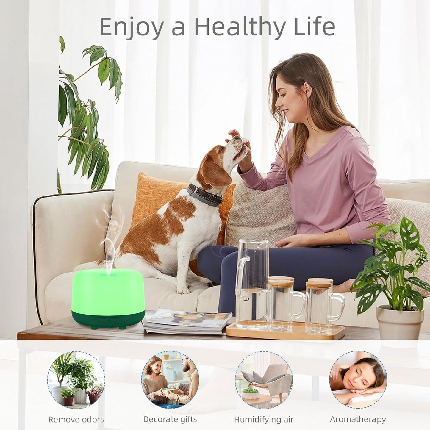 300ML Essential Oil Diffuser, Remote Control Ultrasonic Aromatherapy Oil Diffusers Cool Mist Humidifier, Waterless Auto-Off and 7 LED Light Colors for Bedroom, Yoga, SPA, Baby