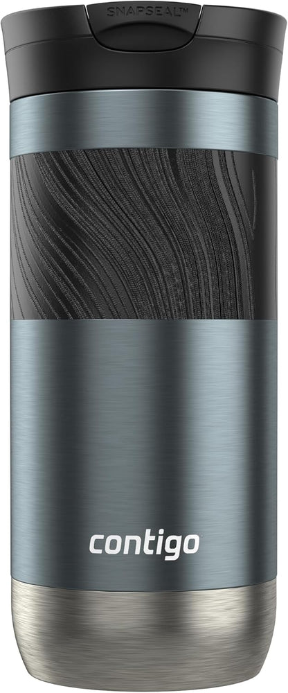 Contigo SNAPSEAL Insulated Stainless Steel Travel Mug with Grip 20oz. Blue Corn Transparent Satin & Midnight Berry