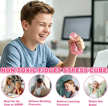 Stress Cube Squishy Fidget Toys- 2 Pack Squeeze Toys, Gifts Anxiety Relief Items for Teens & Adults Men Women, Office Desk Accessories Sensory Toy for Anxiety ADHD, Party Favors Goodie Bag Fillers