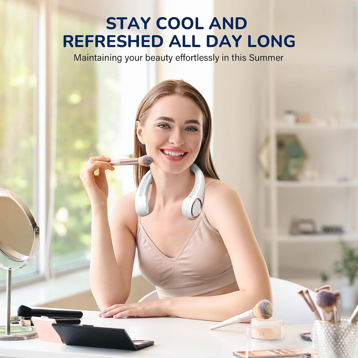 Morelax Neck Fan, USB Rechargeable Personal Fan,Hand Free Bladeless Portable Fans,4000 mAh, 3 Speeds,72 Air Faster softer 360° Cooling, Ultra Quiet,Gift Suitable for Home, Office, Travel, Sports