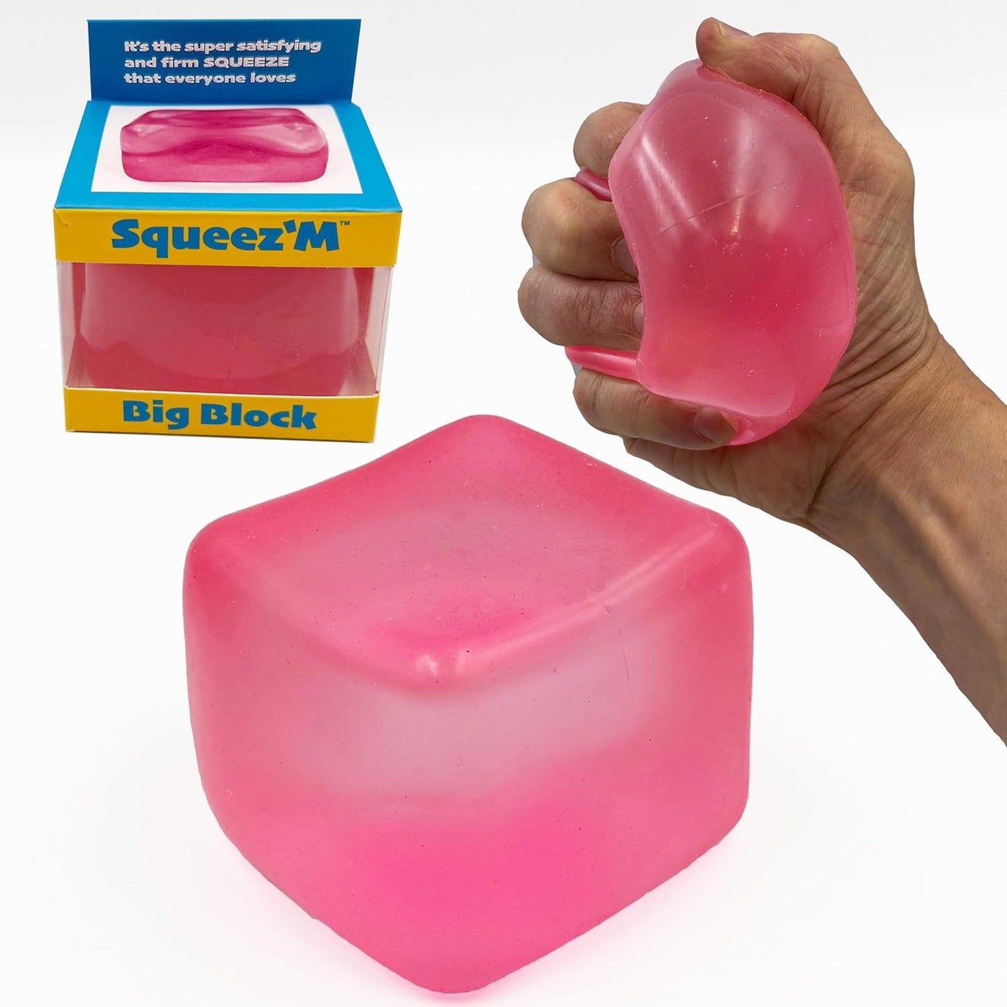 Premium Original Big Block Squeez'M Cube – 35% Larger Than The Standard Squishy Cube, Sensory Fidget Toy for Kids & Adults, Stress Relief, Focus & Play – Durable, Gift-Ready – ASTM Certified 3+