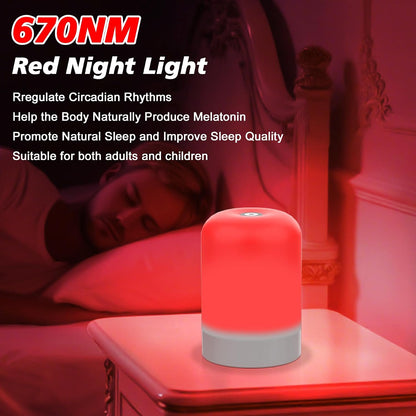 Red Light Therapy for Sleep, Red Night Light, Touch Dimmable-670NM Light Lamp for Adults & Kids, Night Lights with 670nm for Stress Relief Relaxation Travel Meditation and Yoga