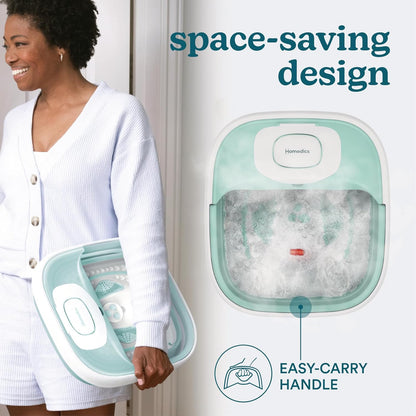 HoMedics Smart Space Elite Footbath with Heat Boost, Collapsible, Invigorating Bubble Massage, 3 Pedicure Attachments, Safe to Use Bath Salts, Patented Safety-Lock System, Ergonomic