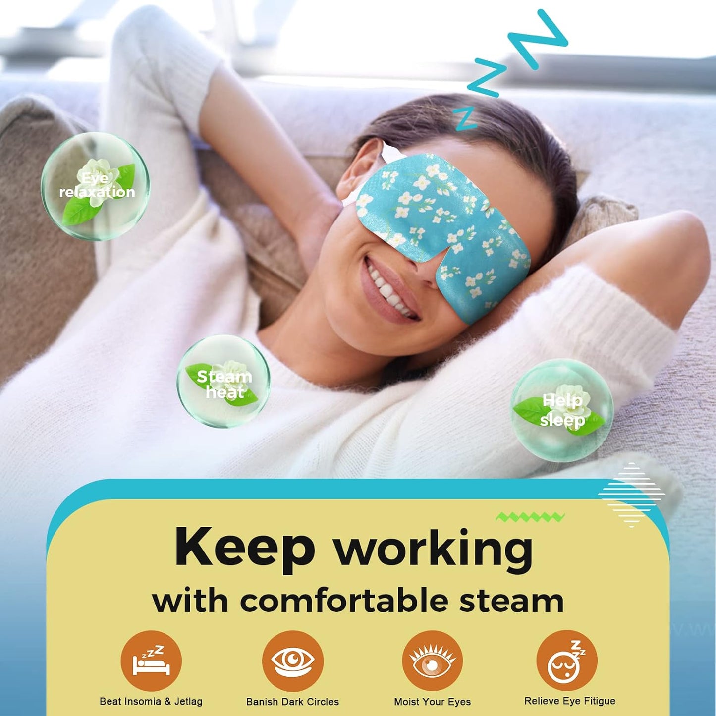 16 Packs Steam Eye Masks for Dry Eyes, Self Heating Warm Compress for Eyes Fatigue & Puffiness Relief, Disposable Heated Eye Mask Travel Essentials, Spa Relaxation Set for Women Christmas, Unscented