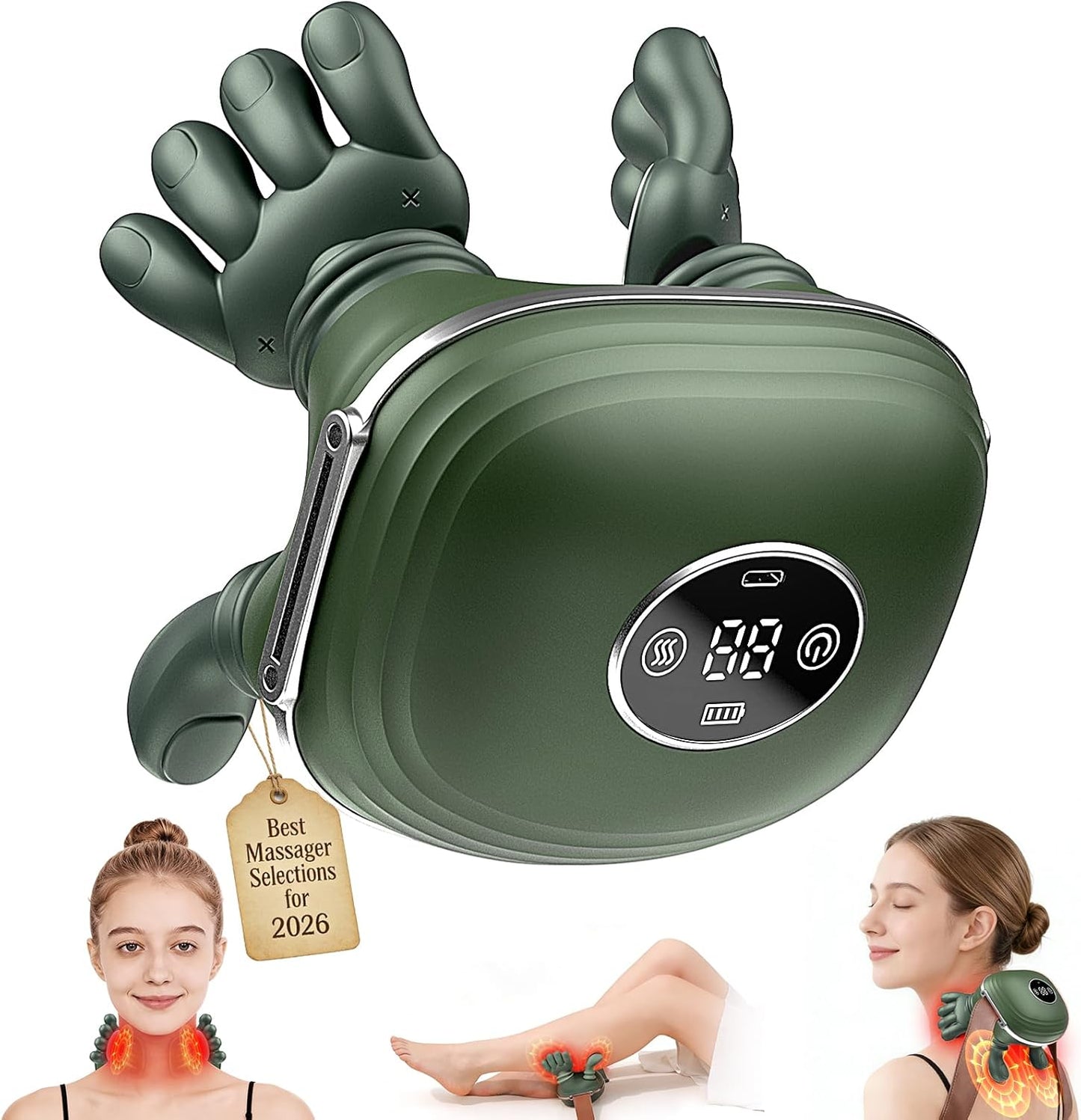 Shoulder & Neck Massager with Heat, Bionic Neck Massager for Pain Relief Deep Tissue, 4D Kneading Fingers, LCD Display & Adjustable Intensity, Relaxation Muscle Tension, Ideal Gift for Men and Women