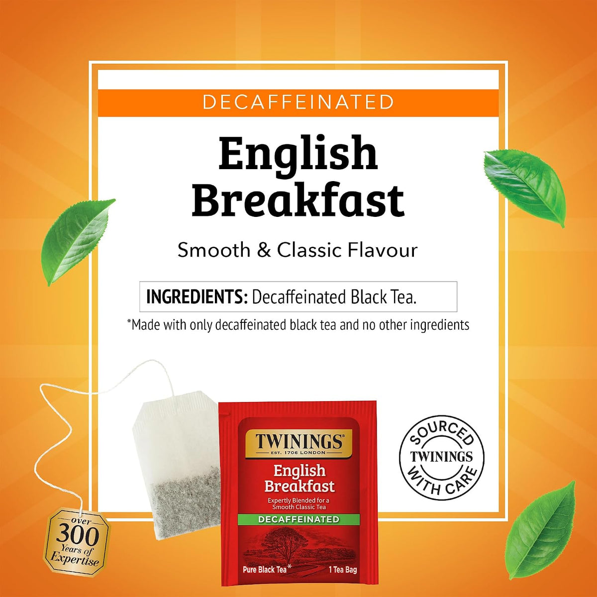 Twinings Decaffeinated English Breakfast Black Tea Bags, 20 CT Box (6 Pack)